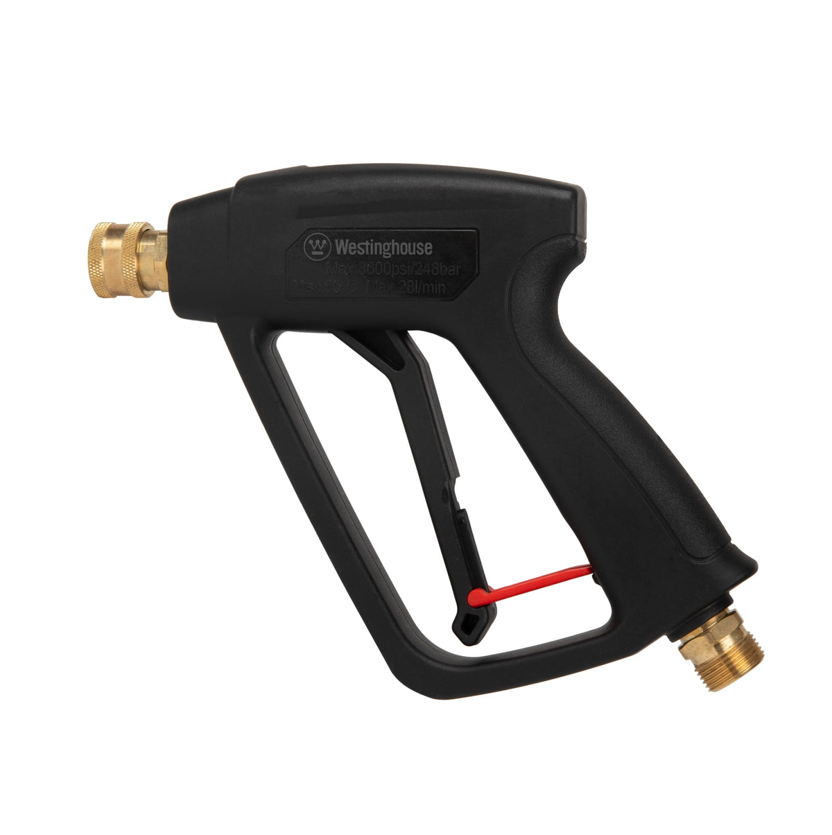 Westinghouse short pressure washer gun showing 3600 PSI capability for tough cleaning.