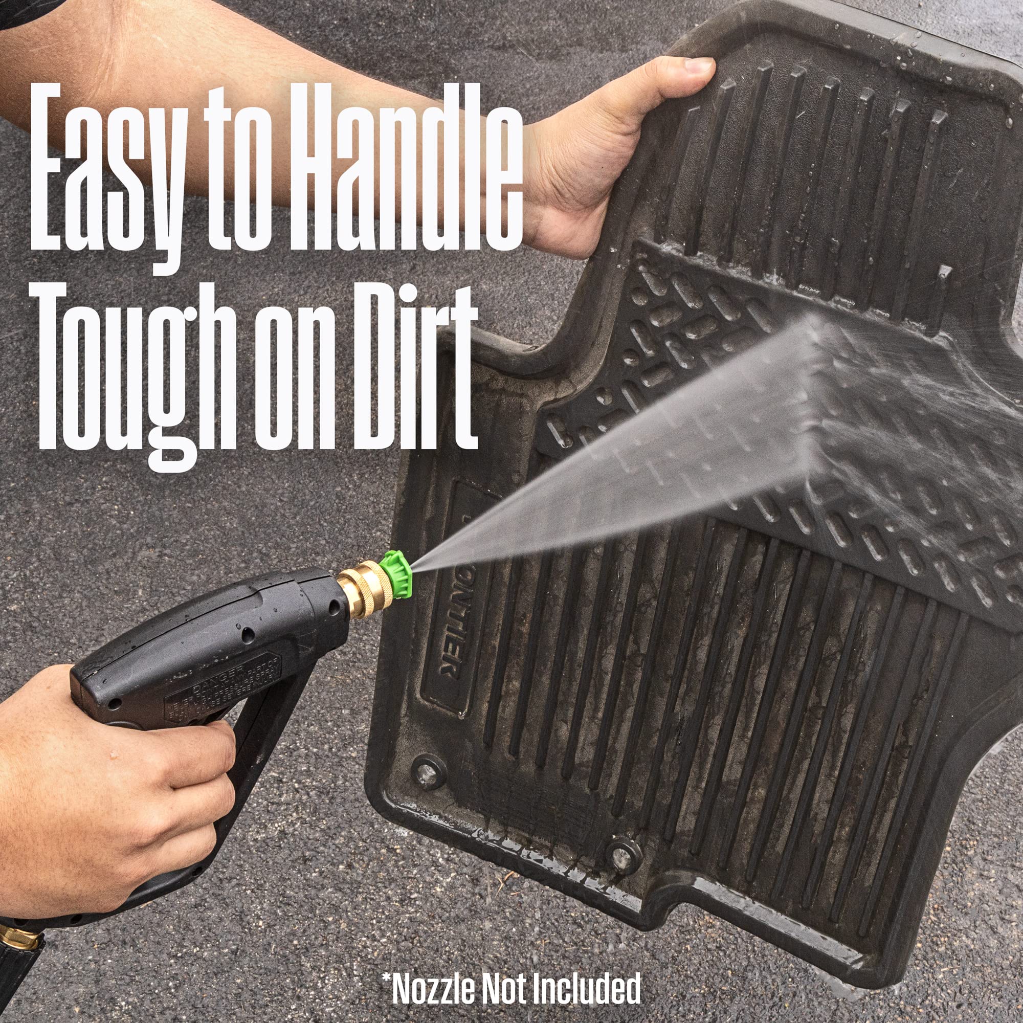 Westinghouse short pressure washer gun with pistol grip enables easy maneuvering.