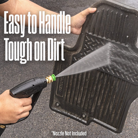 Westinghouse short pressure washer gun with pistol grip enables easy maneuvering.