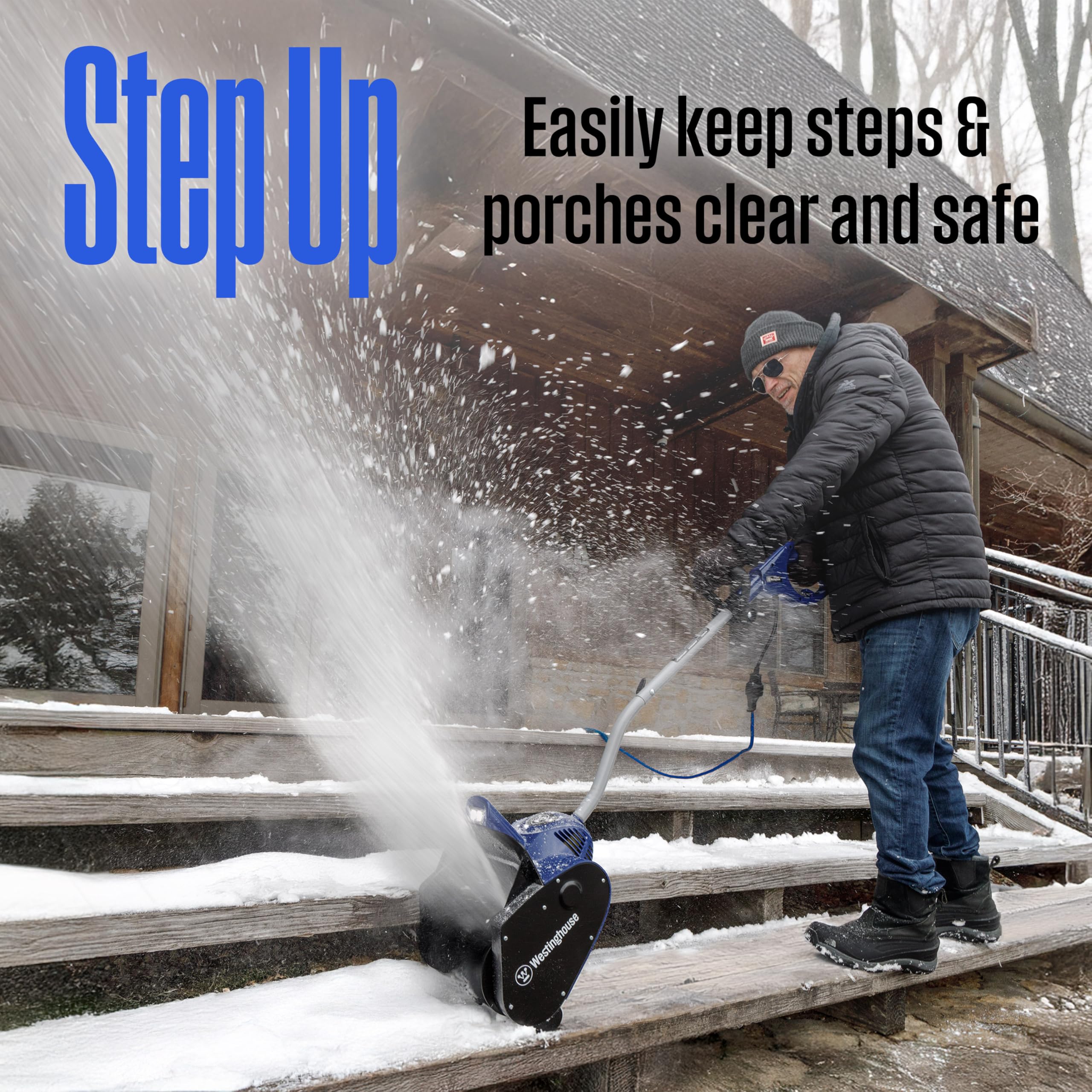 Westinghouse WSnow11SD with LED light guides snow removal in low light.