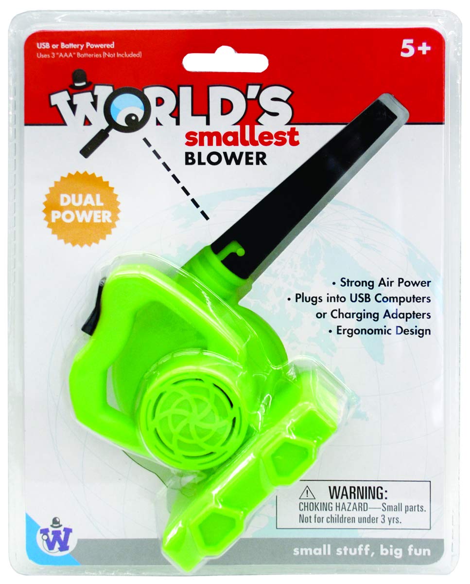 Westminster World's Smallest Blower, compact USB-powered tool for dusting keyboards and desks.