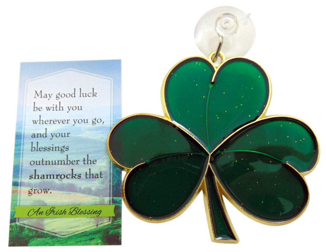 Westmon Works shamrock sun catcher 4inch gleams in sunlight for a bright window display