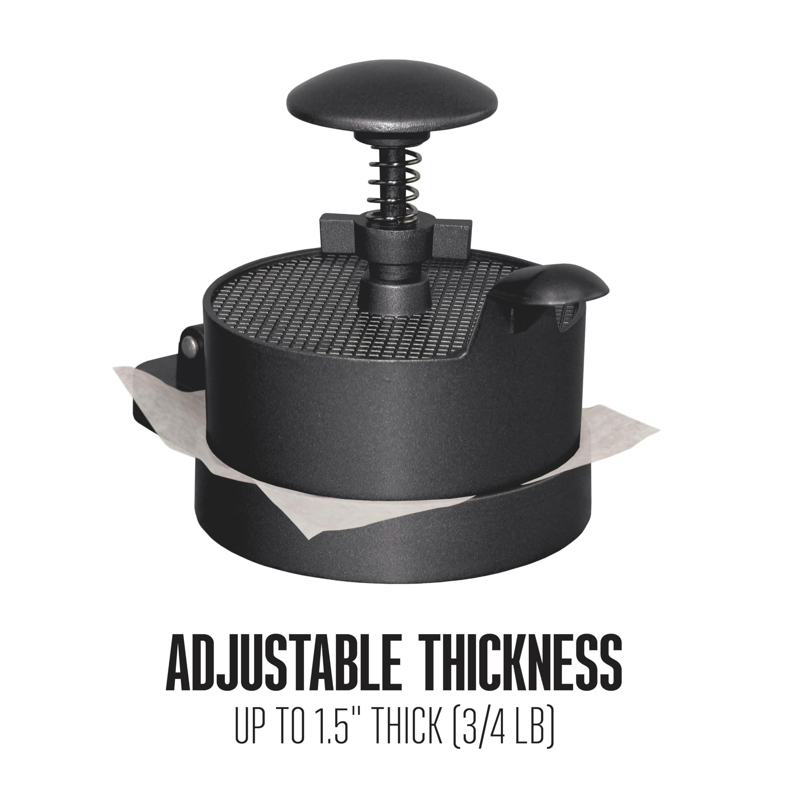 Weston burger press four-and-a-half inch diameter patties ready for even grilling