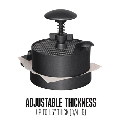 Weston burger press four-and-a-half inch diameter patties ready for even grilling