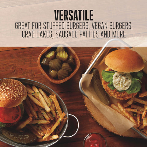 Weston burger press adjustable thickness markings help you target quarter-pound and three-quarter-pound patties
