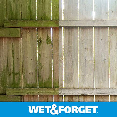 Wet & Forget applying cleaner to roof to lift stubborn stains.