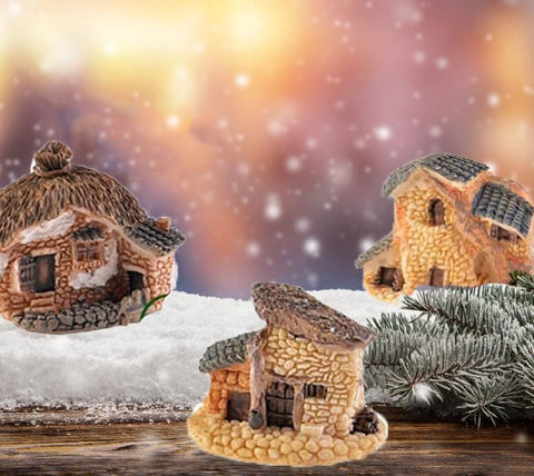 WETEPUXI bonsai and terrarium decor brings whimsical village charm to pots or containers.