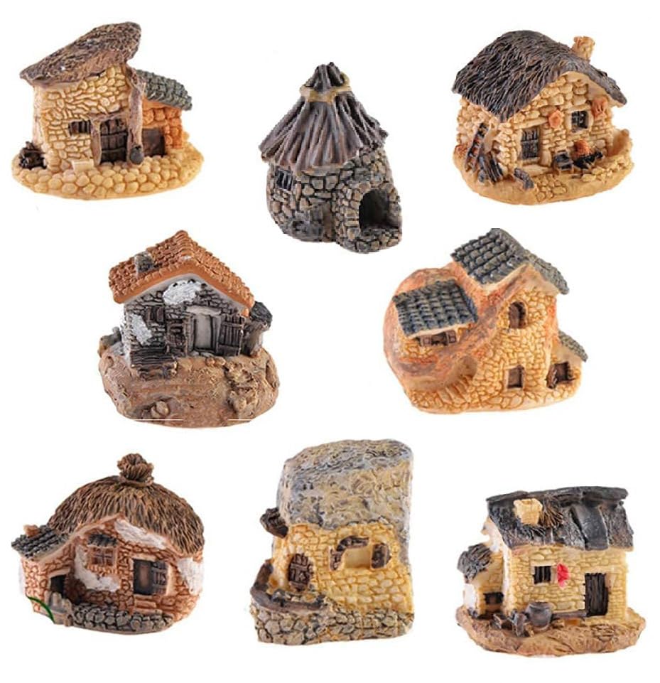 WETEPUXI miniature fairy garden houses set enhances your outdoor micro-landscape with rustic charm.