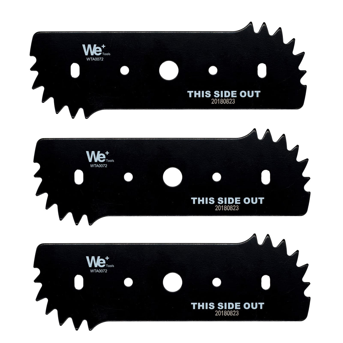 WETOOLPLUS 3-pack edger blades, side view, delivering clean cuts for precise lawn edges.