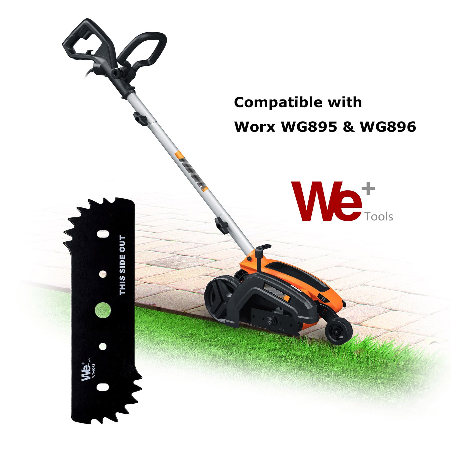 WETOOLPLUS high-carbon steel blade close-up showing durable wear resistance for tough soil.