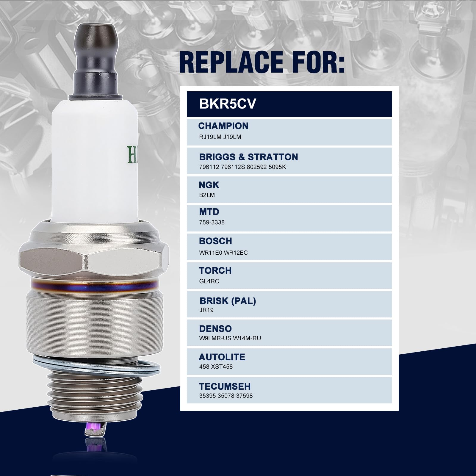 Wetenex Champion RJ19LM compatible spark plug for smooth starts and consistent power.
