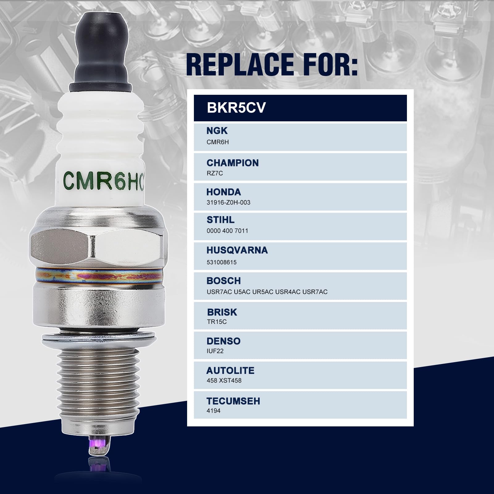 Wetenex CMR6H spark plug close-up highlights durable ceramic and metal shell.