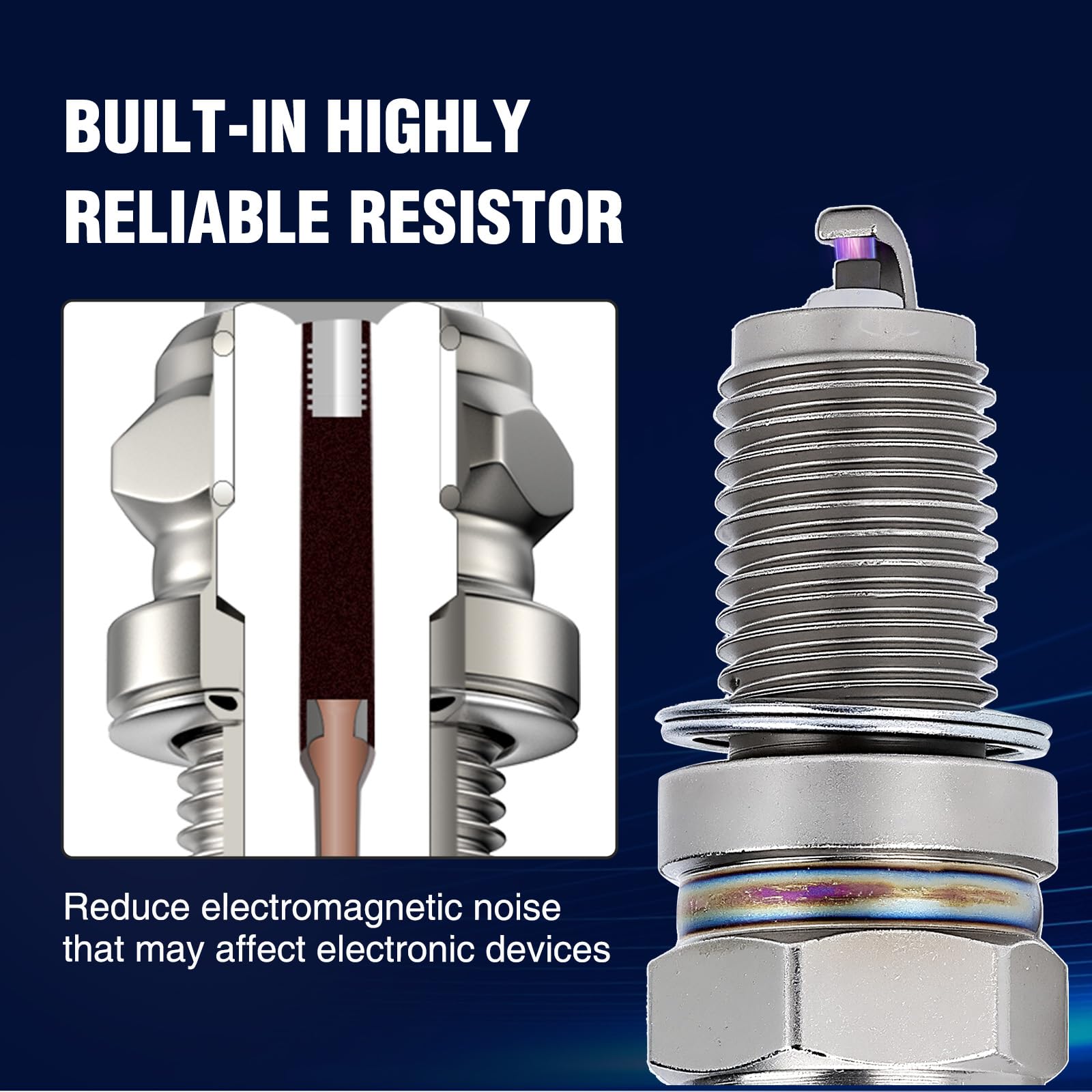 Wetenex spark plug Kohler XT800 close-up, helps smooth engine operation.