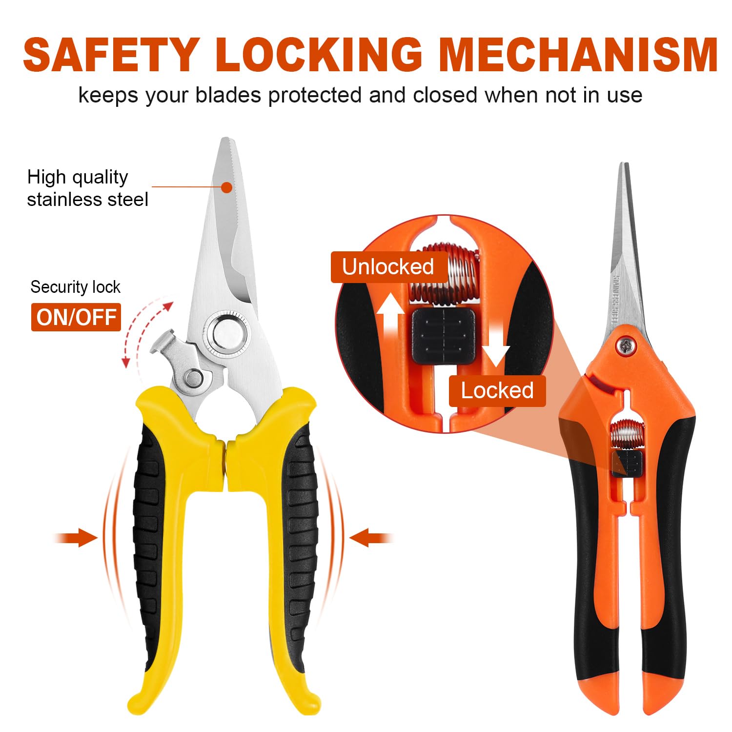 Wevove easy-open spring action minimizes hand fatigue during pruning