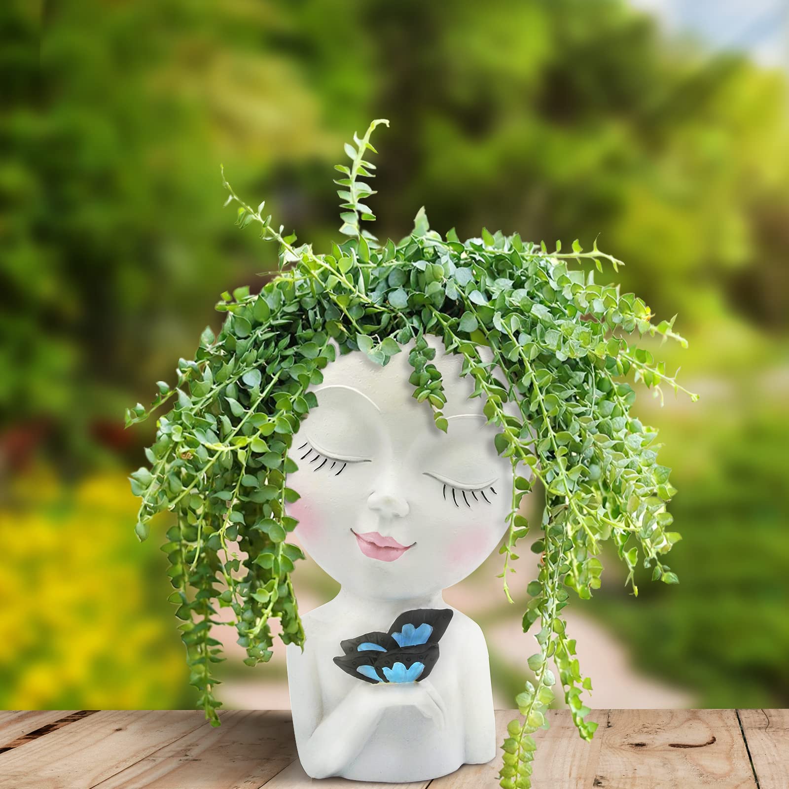 WEWEOW face planter durable lightweight resin for long-lasting decor.