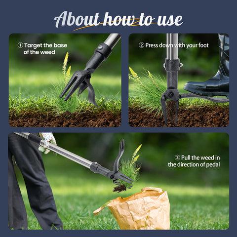 Wexoride 4-claw steel head grips deep roots for stubborn weeds.