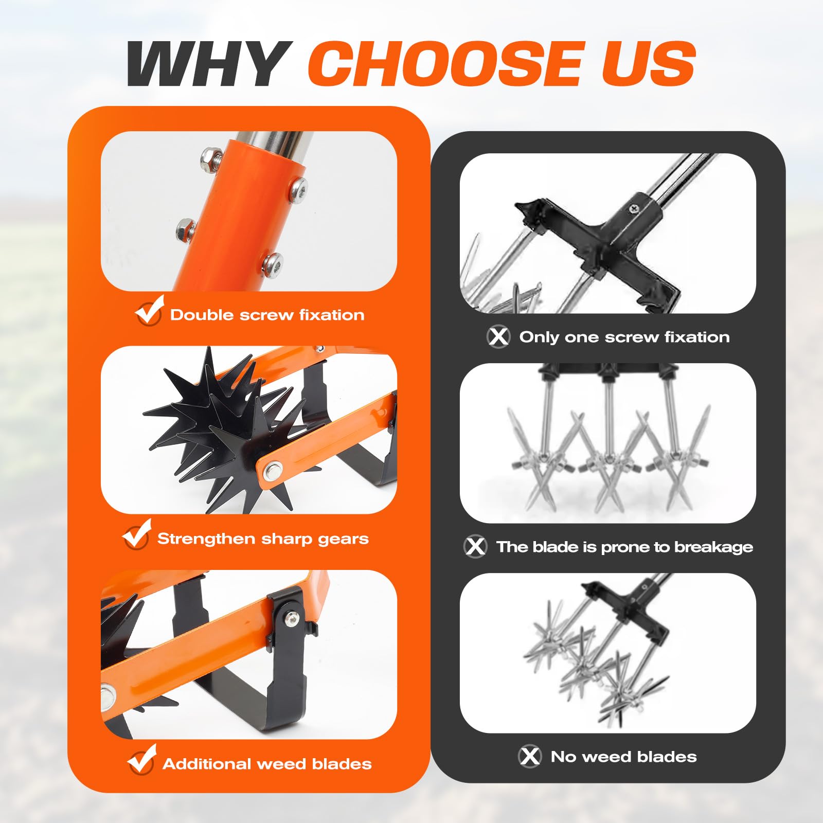 Wexoride 72 inch cultivator weed blade enables precise weed cutting and soil turnover
