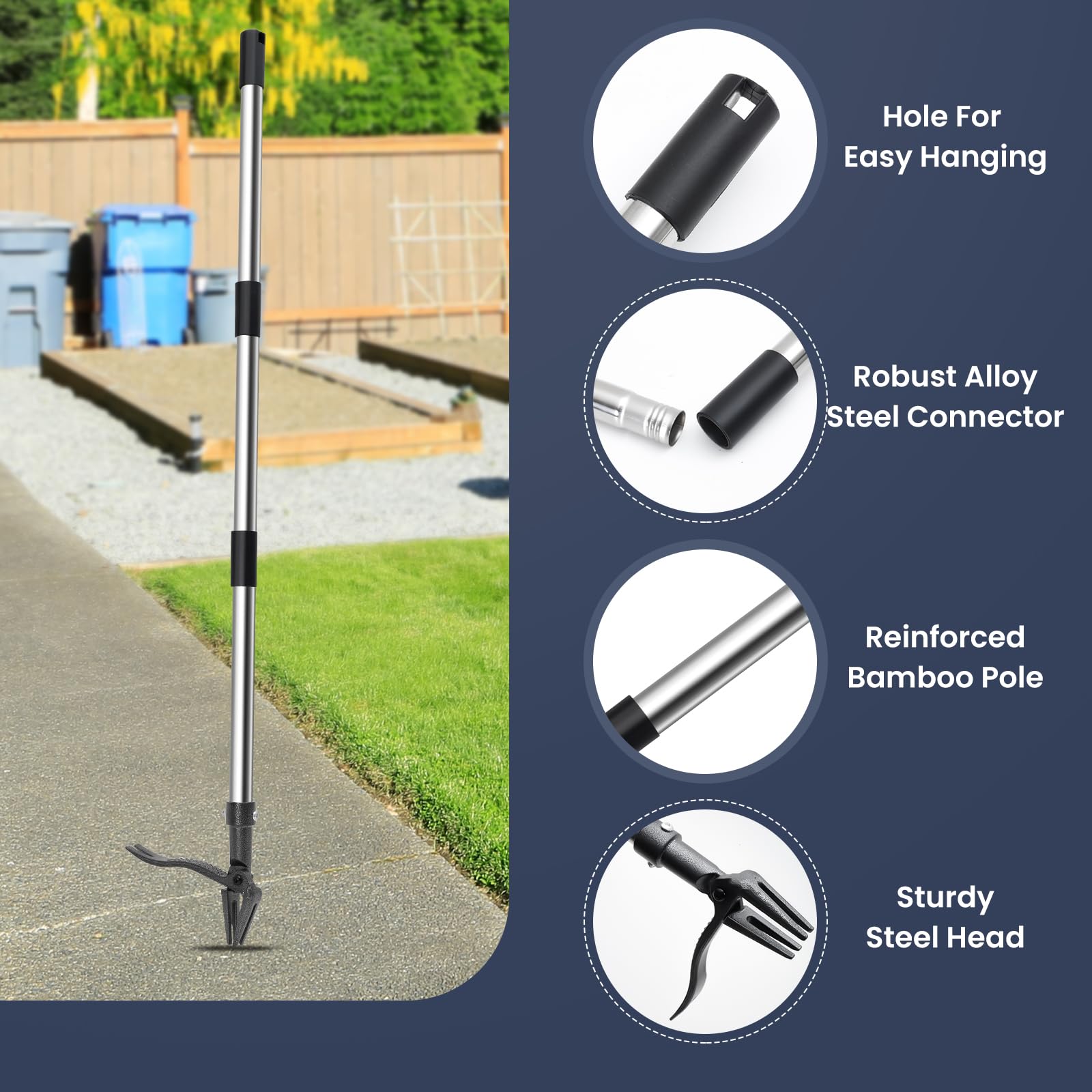 Wexoride long-handle stand-up weed puller enables upright weeding and back protection.