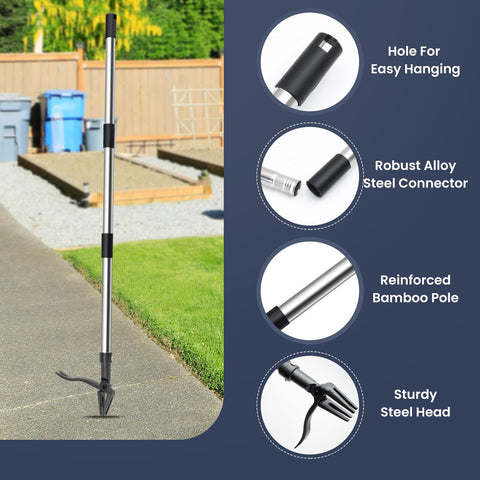 Wexoride long-handle stand-up weed puller enables upright weeding and back protection.