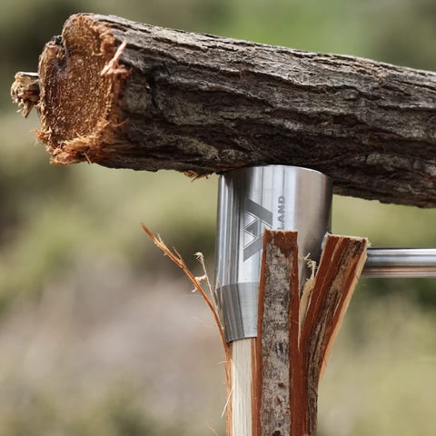Close-up of rust-resistant coating on WEYLAND bushcraft settler tool