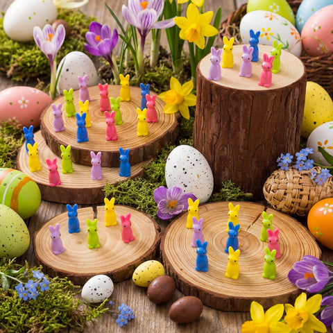 Weysat Easter bunny figurines blue create whimsical vase accents.
