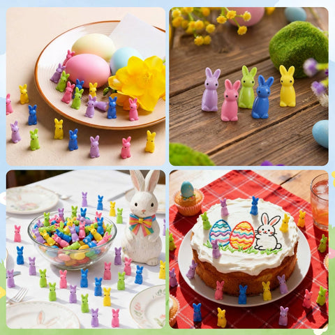 Weysat Easter bunny figurines multicolor pack offer versatile party decor.