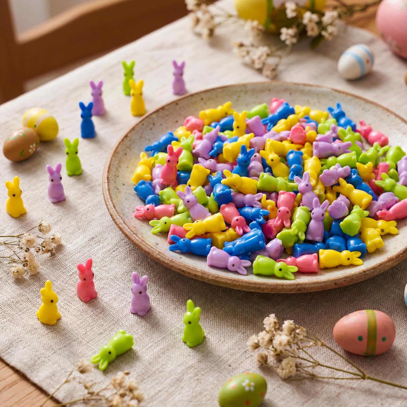 Weysat Easter bunny figurines purple enhance gift packaging and décor.