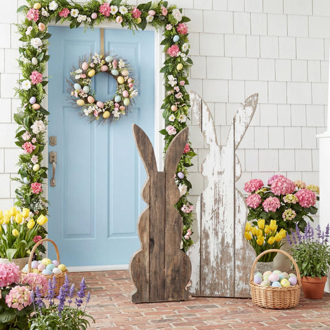 Weysat Easter bunny welcome sign 23.6-inch makes front porch inviting and festive