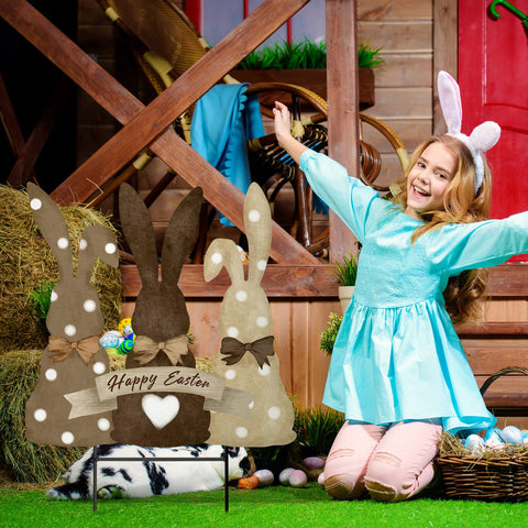 Weysat Easter sign placed on lawn or garden to welcome guests.