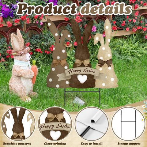 Weysat bunny yard sign features three rabbits for holiday ambience.