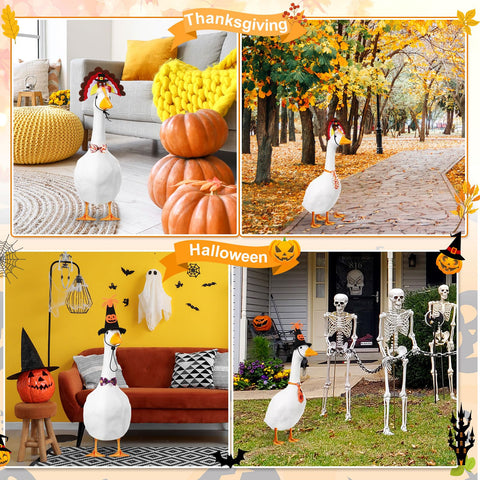 Weysat holiday goose bowtie adds colorful seasonal detail to goose statues.