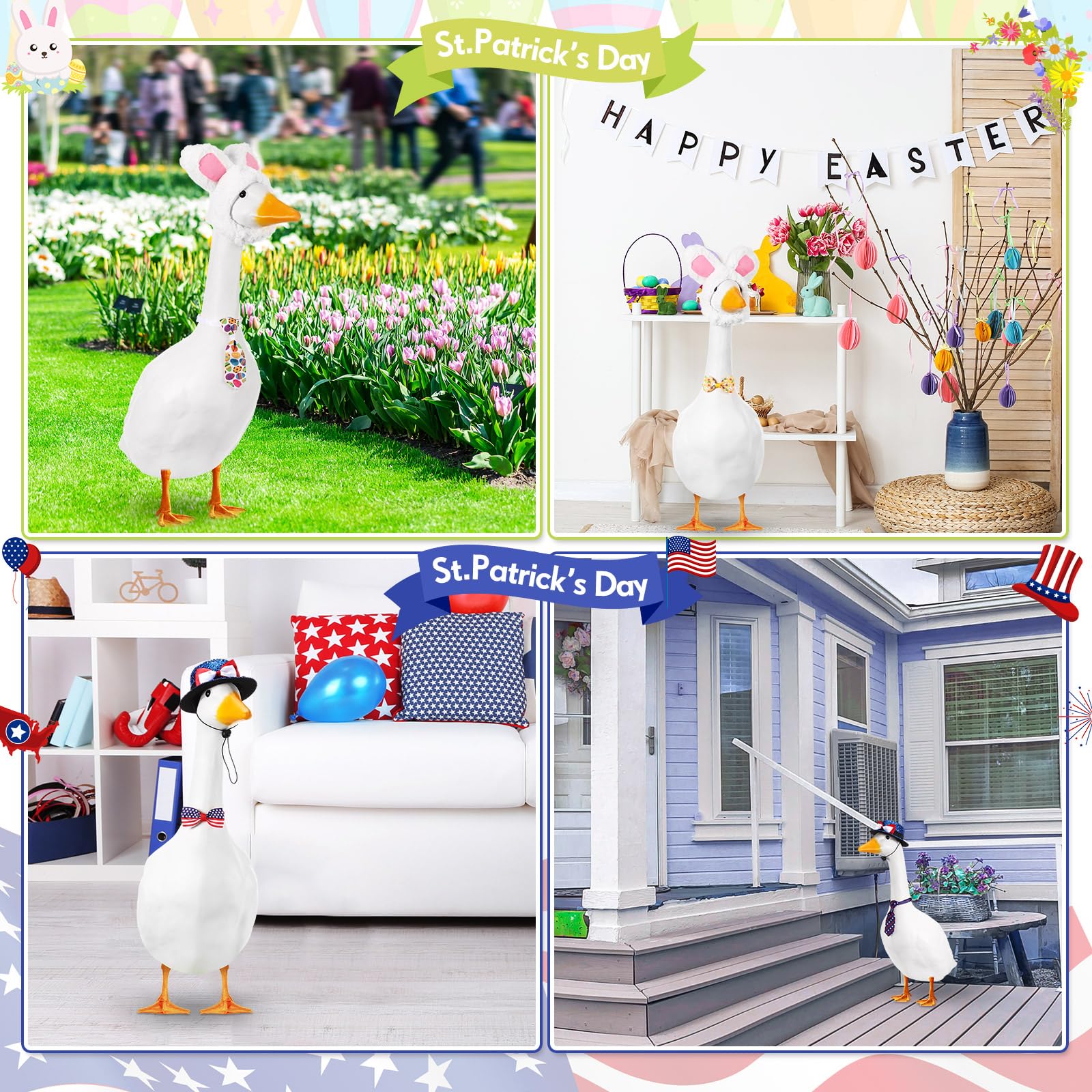 Weysat holiday goose hat Fourth of July adds patriotic flair to outdoor decor.