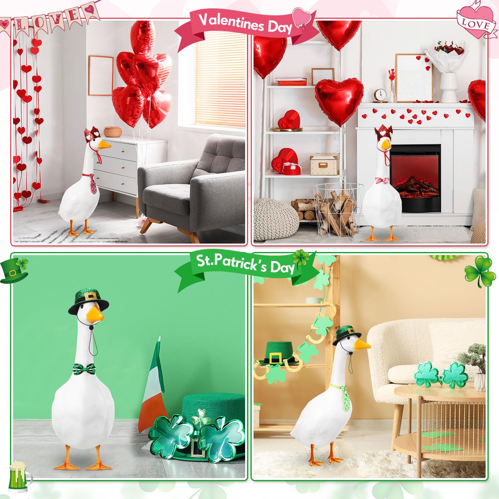 Weysat holiday goose hat Valentine style decorates the lawn with whimsy.