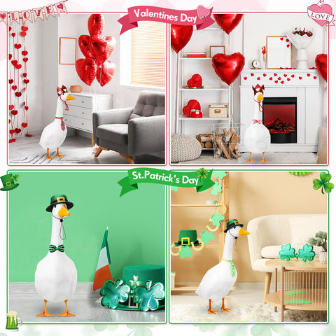Weysat holiday goose hat Valentine style decorates the lawn with whimsy.