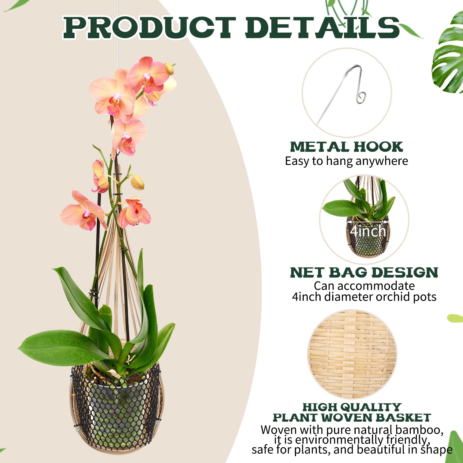 Weysat indoor-outdoor bamboo planter suitable for walls or ceilings.