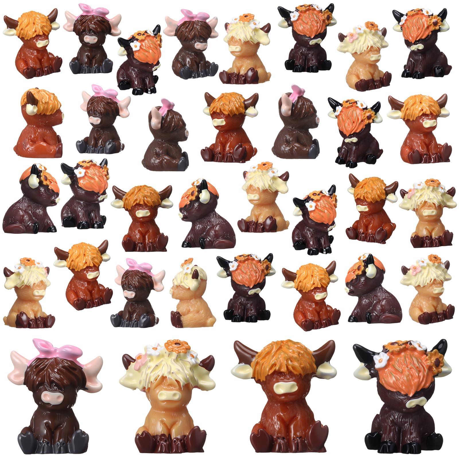 Weysat mini Highland cow figurine 1 – ideal desk decor and small garden accents