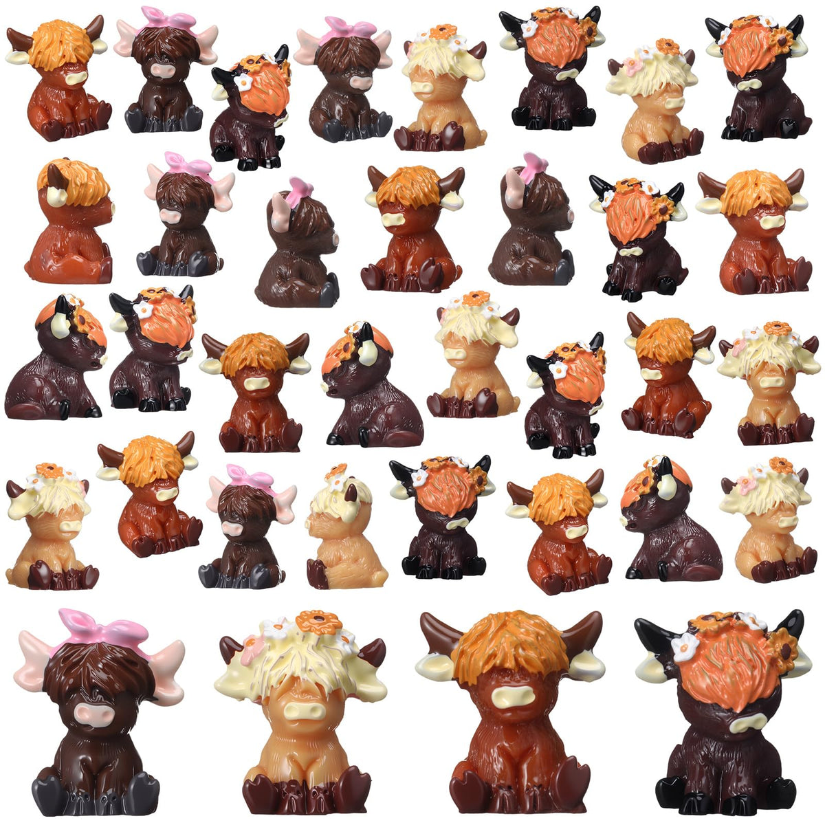 Weysat mini Highland cow figurine 1 – ideal desk decor and small garden accents