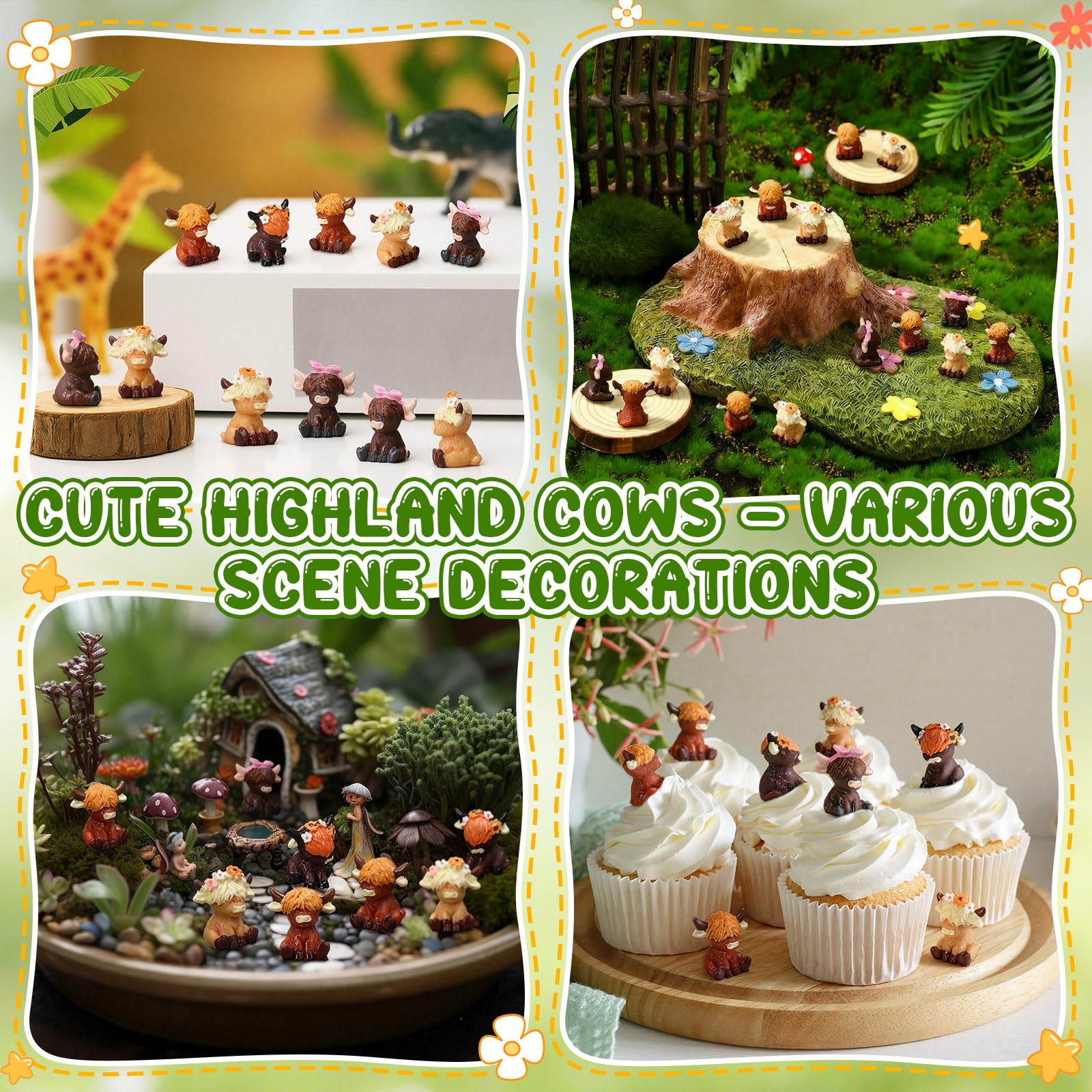 Weysat mini Highland cow figurine 4 – cute farm decor for shelves