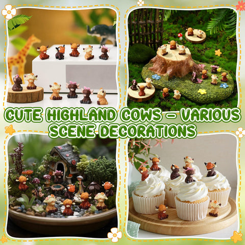Weysat mini Highland cow figurine 4 – cute farm decor for shelves