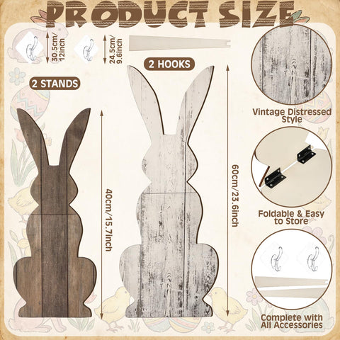 Weysat wooden porch sign with bunny silhouette enhances yard decor