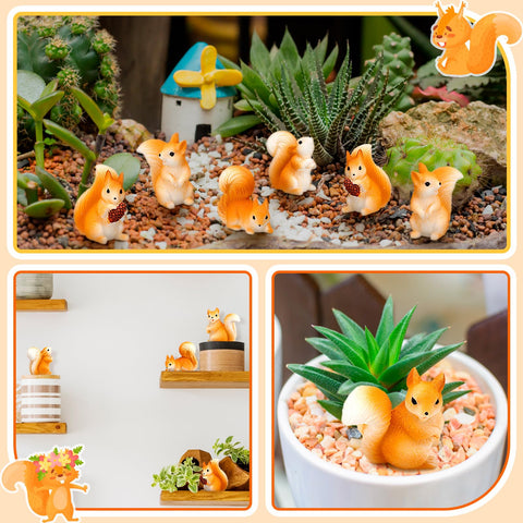 Weysat yellow resin squirrel figurine 3 enhances garden accents and mini landscapes.