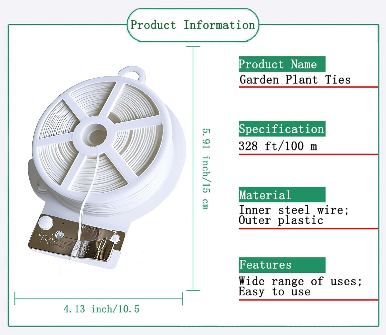 WFAUIBR garden tie with cutter helps fast, precise plant support and shaping.