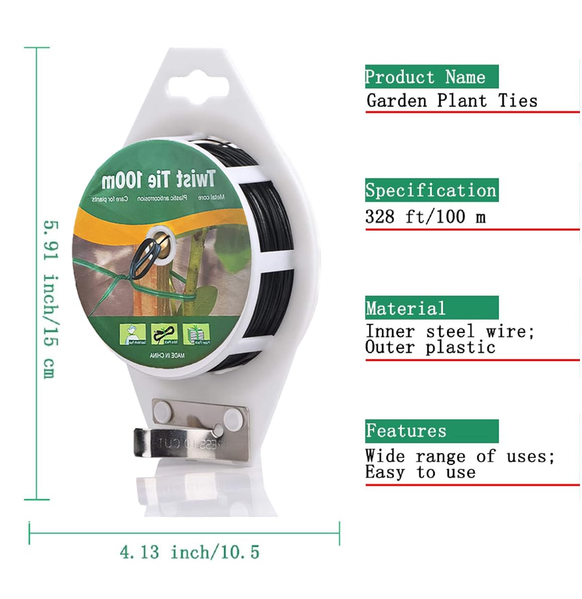 WFAUIBR twist tie with cutter on packaging for quick sizing