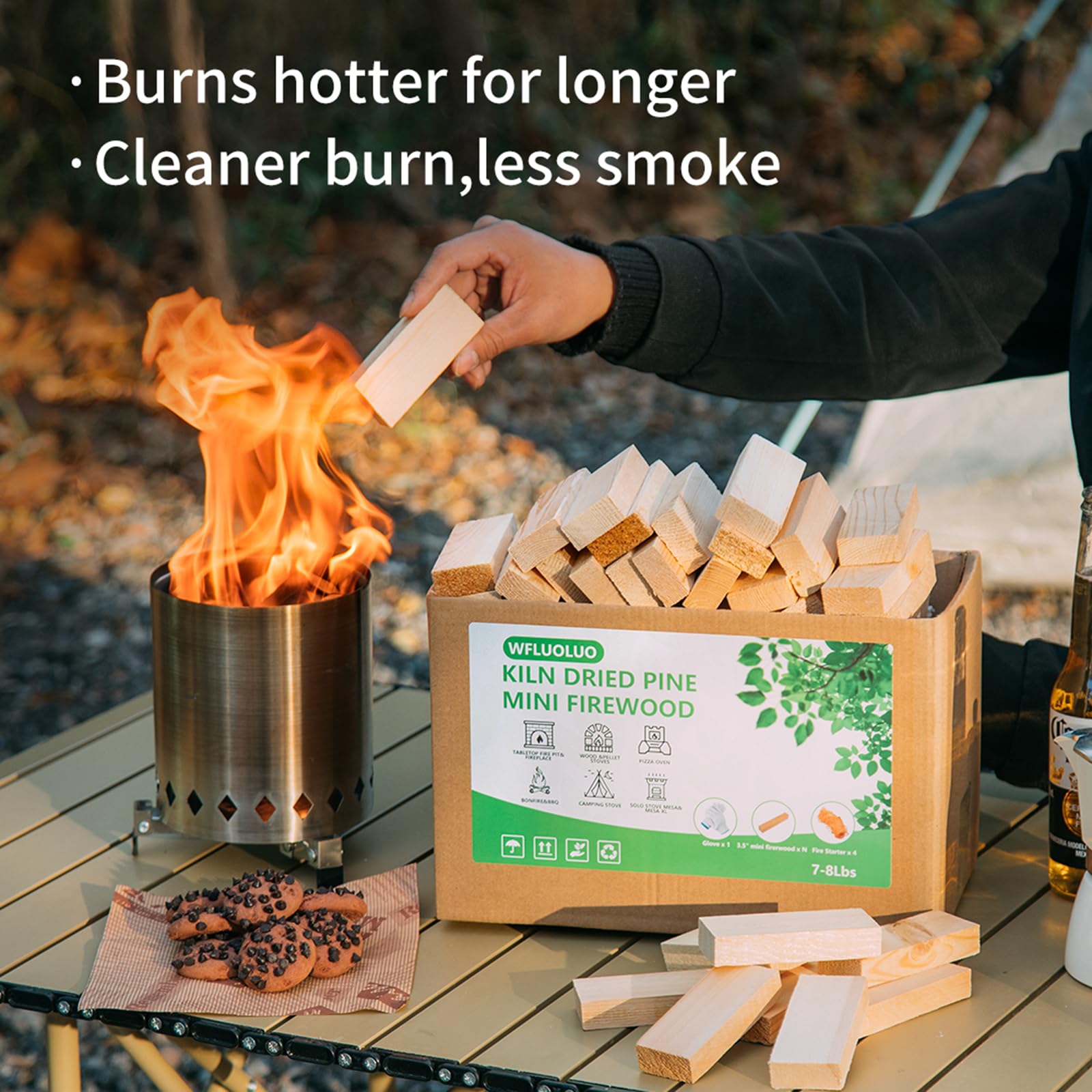 WFLUOLUO bark-free firewood for smoother flames and less sap