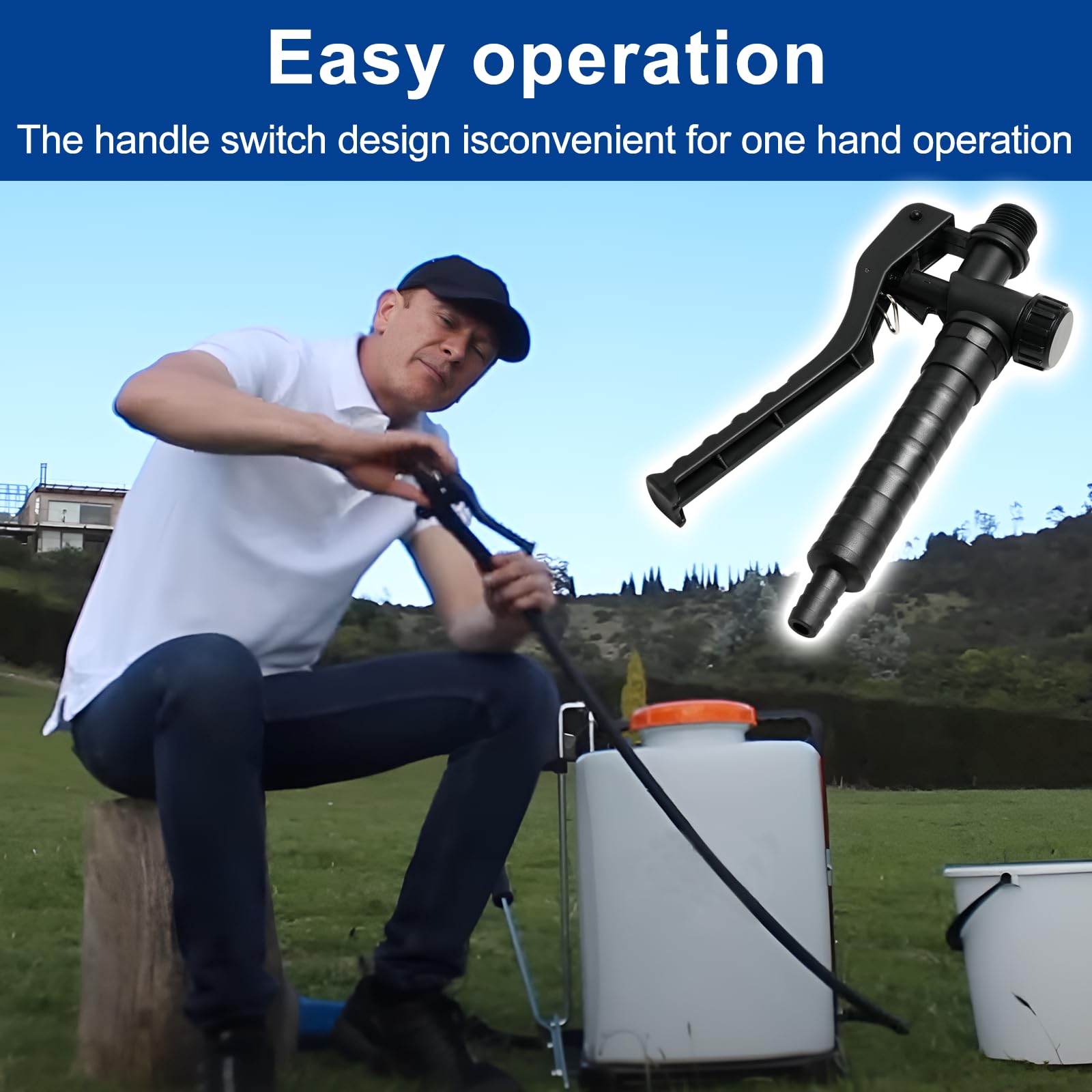 Durable, high-impact materials protect the sprayer handle during use.