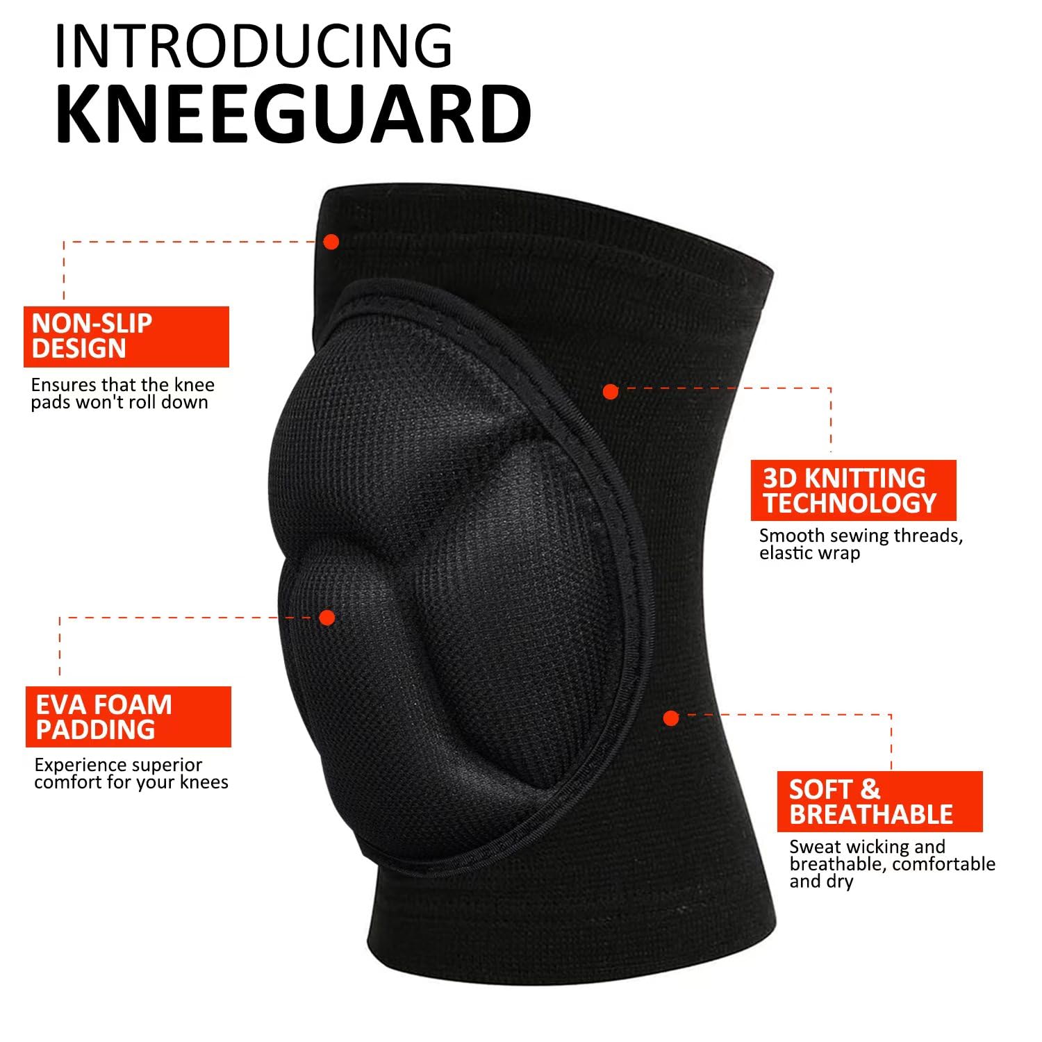 Wghtri knee pads demonstrating multiple sizes for men and women