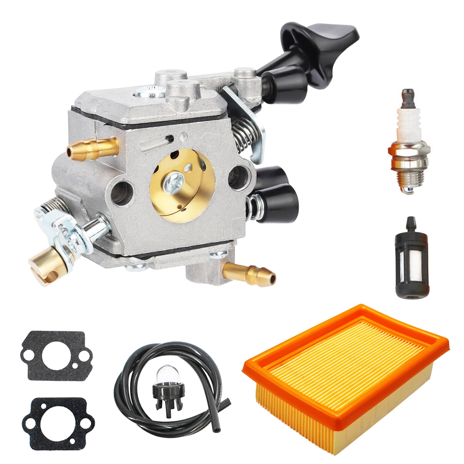WGOHUI carburetor close-up for Stihl BR350, highlighting compatibility and easy replacement.