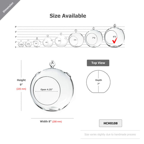 WGVI terrarium globe with flat bottom for stable surface placement.