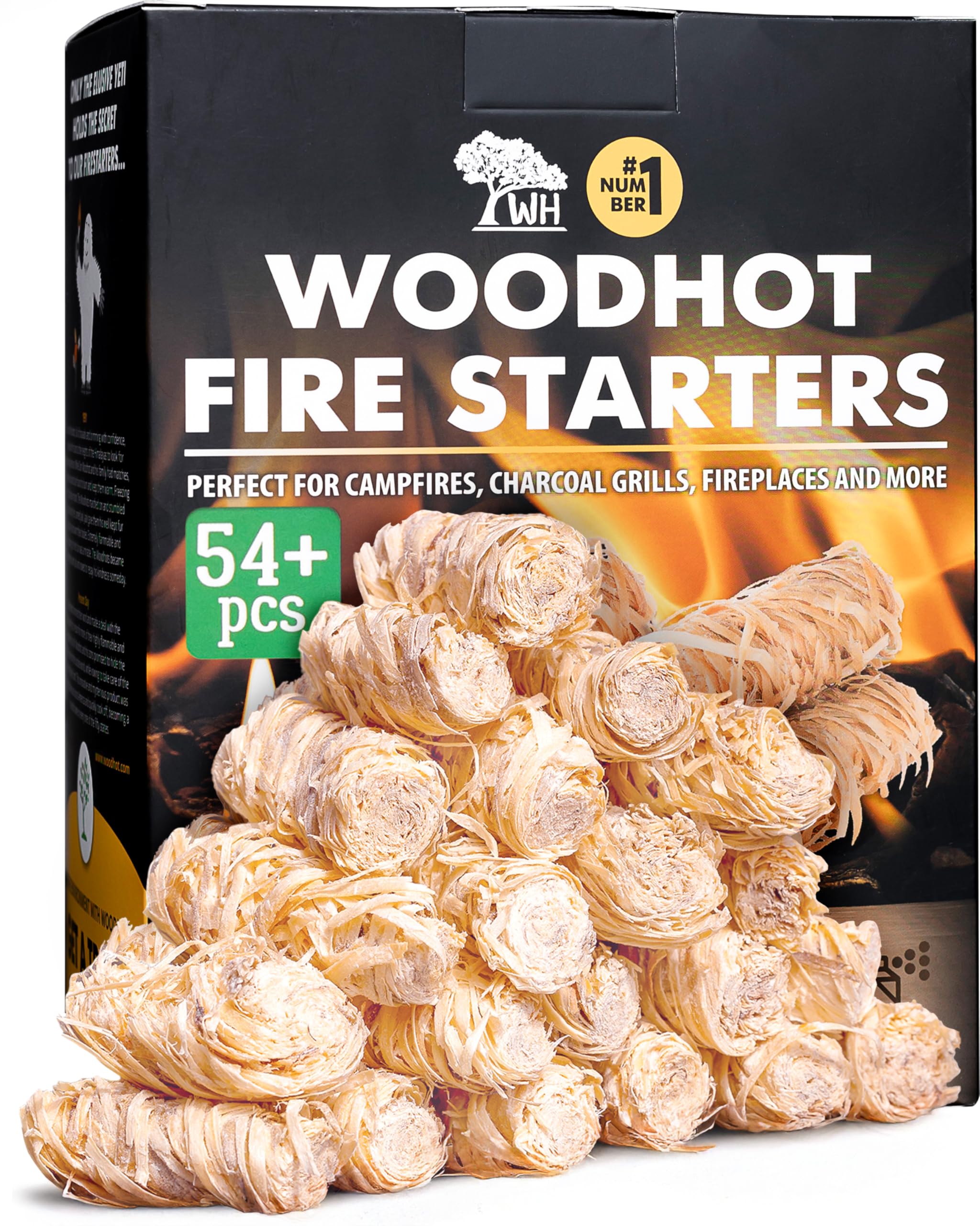WH WoodHot 54+ pack fire starters for quick outdoor ignition