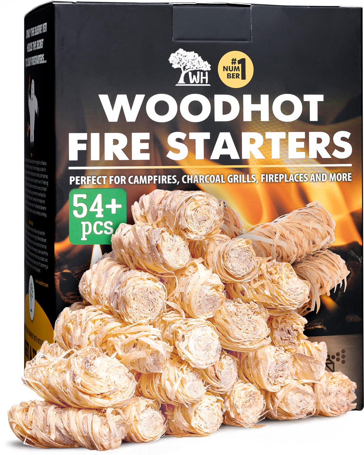 WH WoodHot 54+ pack fire starters for quick outdoor ignition